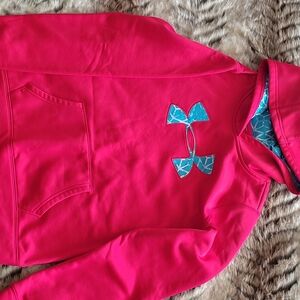 Under Armour Pink Hoodie with Blue Logo